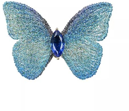 Élégante broche papillon brodée avec oxyde de zirconium – Épinglette sophistiquée en forme d'insecte animal pour mariages, manteaux et robes, accessoire de mariée léger, cadeau de bijoux