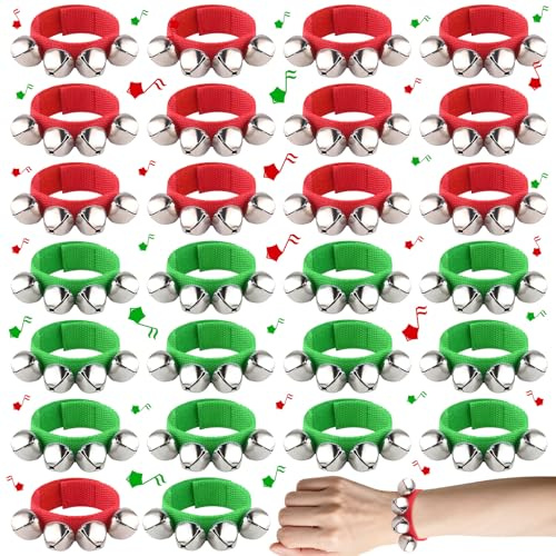 26 Stück Armbandglöckchen PLULON Percussion-Instrumente Weihnachtsband Knöchelglöckchen Musikalisches Rhythmusspielzeug Weihnachtsfeier Dekoration Gastgeschenke