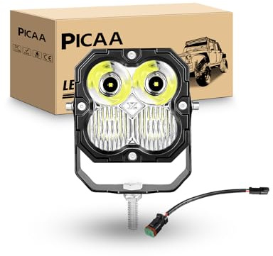 PICAA LED Arbeitsscheinwerfer, 4 Zoll 11CM 30W 3000LM Kombination 5500K | Led Arbeitslicht,Nebelscheinwerfer，mit DT Stecker,Wasserdicht Stoßfest, 12V/24V, für Offroad SUV Pickup ATV UTV LKW Traktor