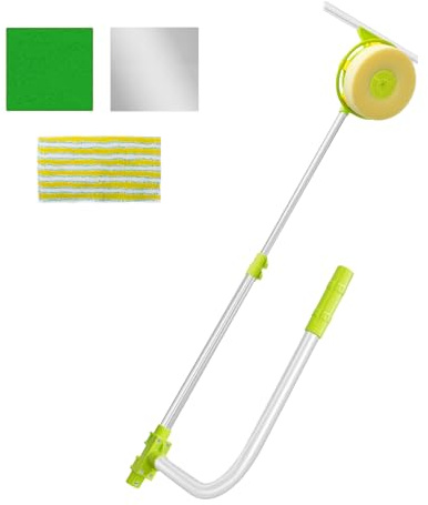 Window Cleaning, 2-In-1 U-Shaped Window Cleaner Equipment for High-Rise, Adjustable Sponge Head Squeegees Kit, Long Handle Extendable Cleaner Extending Handle Wash Cleaning Tool