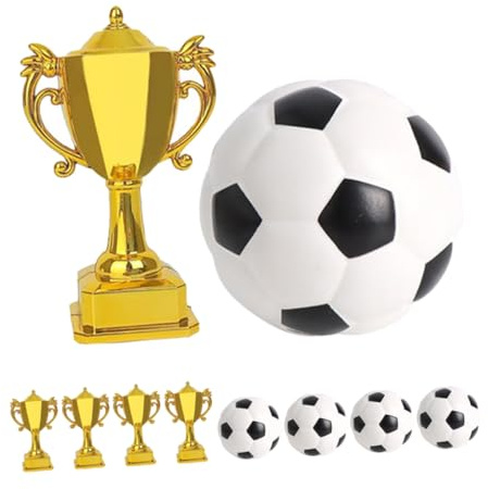KONTONTY 5sets Mini Football Trophy Decoration Plastic Boys and Girls Birthday Soccer Party Table Decor Award Cup Football Cake Toppers