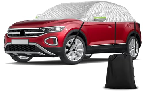 Universellt halvgarage för SUV-modell 361 x 150 x 54 cm, perfekt passande tjockt bilskydd vattentät ersättning för VW Tiguan SWB/T-ROC, för Qashqai, för Peugeot 2008/3008, anti-hagel och anti-snö