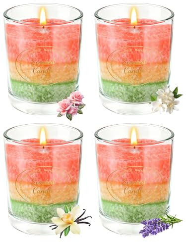 Duftkerzen im Glas, Weihnachten Duftkerze Geschenkset, 4 Duftkerzen Set mit Sojawachs, Weihnachtsgeschenke für Frauen, Weihnachtskerzen Kerze im Glas Kleine Geschenke für Frauen Kollegen Mutter