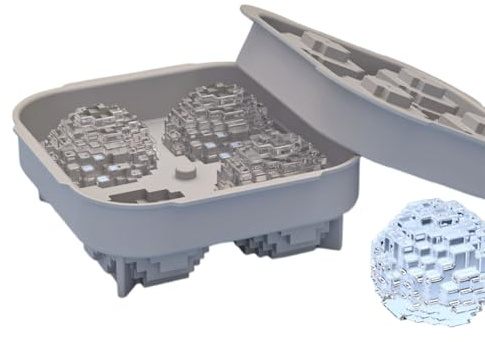 Krmoau Golf Tray, 4 Golf Moulds with Easy Removal for Freezer, Ice Ball Cube Mould - For Making Cocktails, Vodka, Juice, Fruit Jelly, Chocolate, Vanilla Sauce, Pudding
