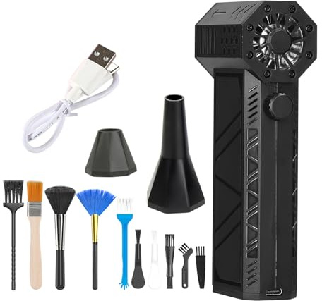 Mini spazzaneve – Pulitore elettrico per la polvere, macchina portatile per la pulizia di foglie e neve con turbina, ugello magnetico e set di spazzole, mini ventilatore per garage, prato, cortile