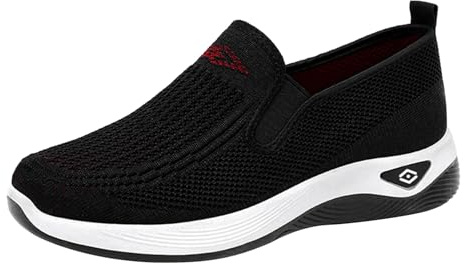 Scarpe da donna eleganti, da passeggio da donna, con ammortizzazione, antiscivolo, per il tempo libero, leggere, per la palestra, senza lacci, per il jogging, Nero , 38 EU
