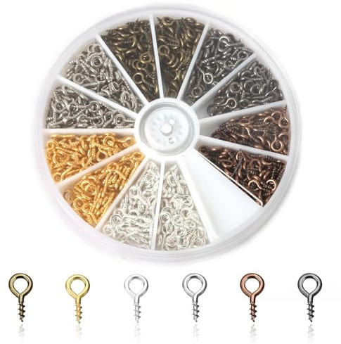 600 piccole viti a occhiello, 4 x 8 mm, occhielli a vite in metallo, mini occhielli a vite, gancio a vite, viti per occhi, piccole viti per occhio, mini viti a occhiello per la creazione di gioielli