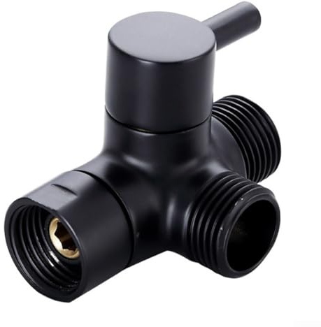 3 wege umschaltventil 1/2 zoll, G 1/2 Absperrventil Ventil Umschalter Umstellerventil Messing Brause Adapter, Umstellventil Duschsystem Ersatzteil für Toiletten, Badezimmer, Küche(Schwarz)