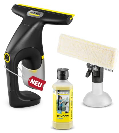 KÄRCHER lavavetri a batteria WV 1 Compact Care Extra+ Black, autonomia: 25 min, serbatoio dell'acqua sporca: 100 ml, peso: 0,5 kg, flacone spray e panno in microfibra, detergente per vetri (500 ml)