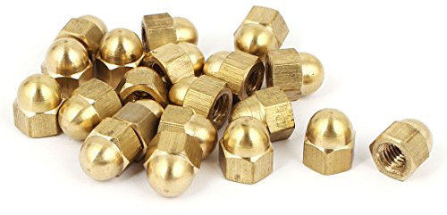 sourcing map Eichel Sechskant Hutmuttern - 20stk. M5 Hutmuttern Messing Sechskant Dekorative Kappenmutter für Schrauben Bolzen Messing Ton