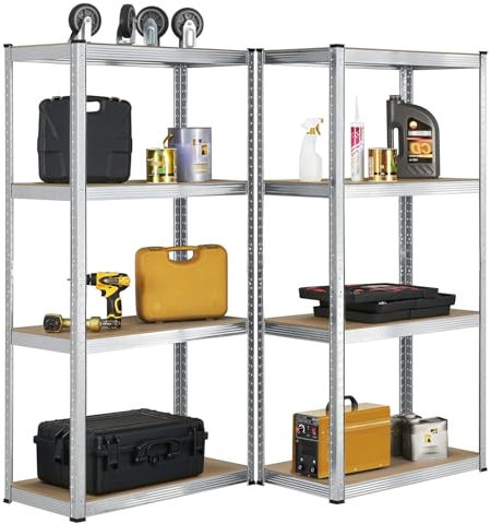 Juskys 2er-Set Lagerregal Easy 2X 160x80x40cm (HxBxT) | 640kg Traglast | 8 Böden | Metall Schwerlastregal Kellerregal Steckregal Regal Regalsystem Metallregal