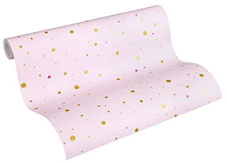 A.S. Création PVC-freie Vliestapete Little Stars Tapete gepunktet 10,05 m x 0,53 m metallic rosa Made in Germany 358391 35839-1