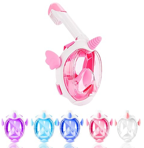 AiScrofa Kids Snorkel Set - Full Face Mask for Kids 4-16 with 180 HD View and Anti-Fog, Anti-Leak Features