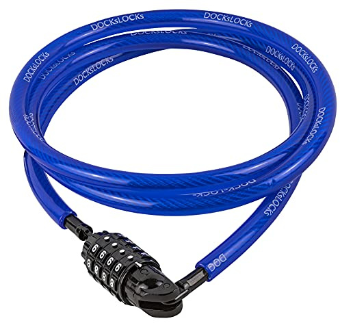 DocksLocks Weatherproof Straight Security Cable Lock (5ft to 25ft Lengths) with Resettable Combination, Anti-Theft Protection for Kayak, Bike, Paddleboard, Scooter, Equipment, Bicycles and More 10ft