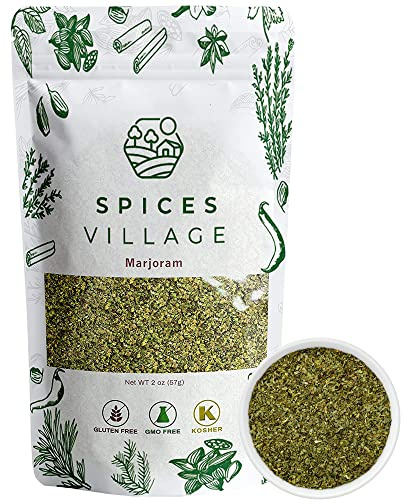 SPICES VILLAGE Dried Marjoram, Marjoram Spice, 1.4 oz, All Natural Fresh Mediterranean Spice, Herbal Tea - Kosher, Gluten Free, Vegan, Non GMO, Resealable Bulk Bag