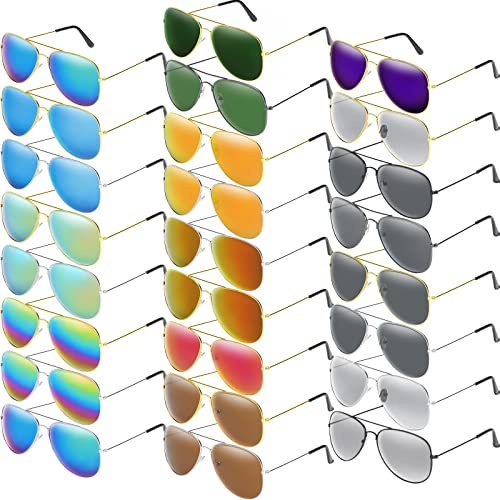 Weewooday 25 Pairs Metal Round Glasses Resistant Retro Oversized Vintage Women Men Metal Frame Glasses