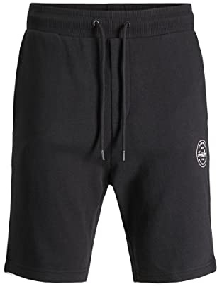 JACK & JONES Mens Track Shorts Original Sweat Short Mid Thigh Plus Size Half Pant UK, Black Colour, 44 Waist