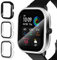 ivoler 3 Stück Hard PC Hülle mit Glas Displayschutz für Amazfit GTS 4 Mini, Vollständige Abdeckung Schutzhülle Ultradünne Kratzfest Schutz Case, 2 Transparent + 1 Schwarz