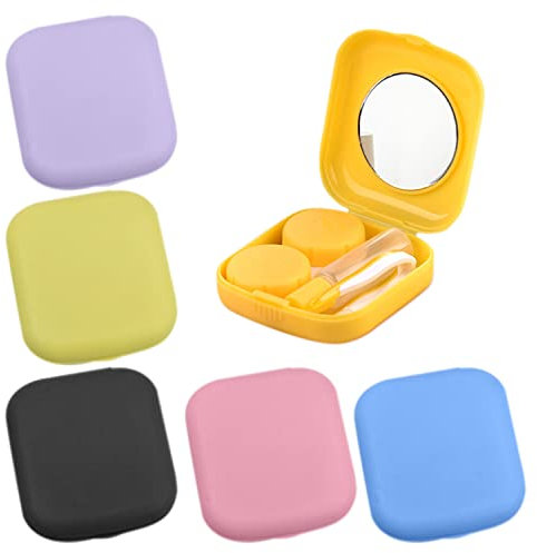 PFLYPF 6-teiliges Kontaktlinsenetui mit Spiegel, Kontaktlinsenstrohhalm, Pinzette, Aufbewahrungsbox für Kontaktlinsen, tragbare Box, Zubehörbox, geeignet für die tägliche Reise und Arbeit
