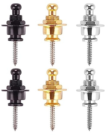 MEISO 6 Stück Gitarrengurt Knöpfe, Gitarrengurt Schlösser Knöpfe, Gitarrengurt Schlösser, Metall Gitarrengurt Tasten, Anti Rutsch Gurt Locks für Akustik Klassische E-Gitarre Bass Ukulele