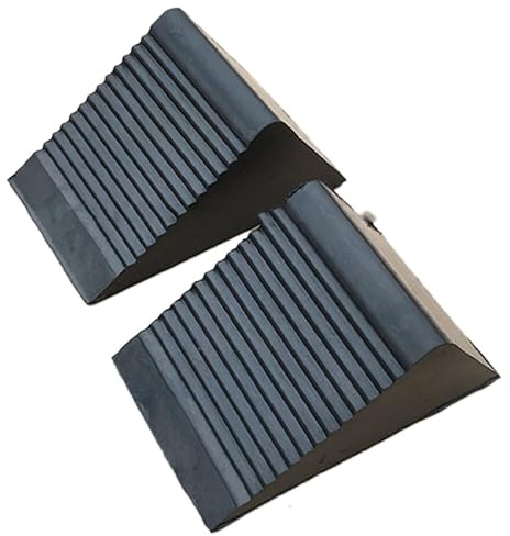 Calzos de Goma para Ruedas 2 Piezas, Bloque Triangular Negro Portátil | Antideslizante y Reducción de Ruido, para Vehículos en Entradas y Uso Rampas de Nivelación