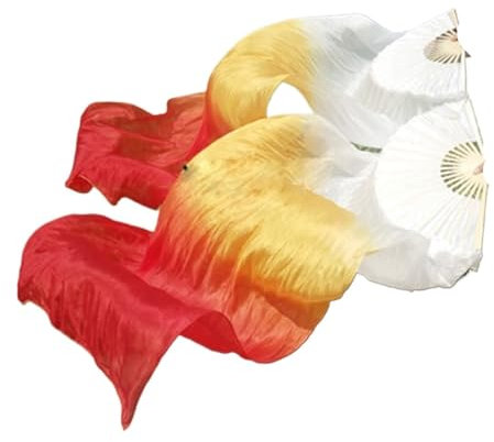 MKLHAVB Bauchtanz FäCher Bauchtanz-Fächer for Damen, Schleier, handgefertigt, Bauchtanz-Fächer aus Seide, 150/180 cm lang, Bauchtanz-Zubehör auf der Bühne KüNstliche Seide BauchtanzfäCher(1,S)
