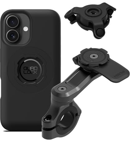QUAD LOCK Lenker Handyhalterung PRO für Motorrad mit Vibrationsdämpfer und MAG Hülle für iPhone 16
