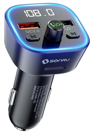 SONRU FM Transmitter Auto Bluetooth 5.3,Musik Adapter für Auto Radio