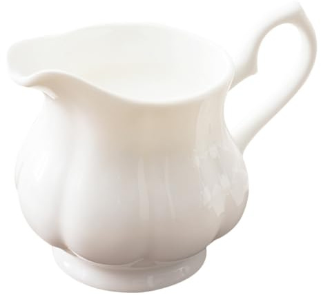 Angoily Pot à Lait en Porcelaine Osseuse 230 Ml Pichet à Lait Céramique Blanc Récipient Multifonction pour Café Thé et Jus Ustensile Cuisine Domestique et Professionnel