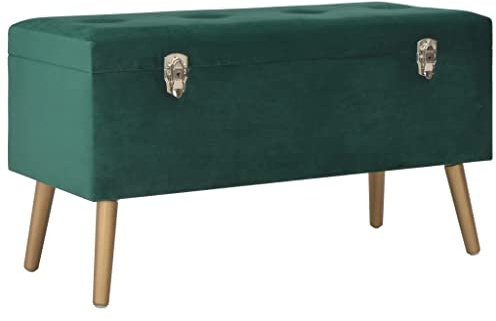 Tomostar Banc de Rangement, Coffre de Rangement Bout de Lit Banc à Chaussures 80 x 34 x 42 cm Vert Velours