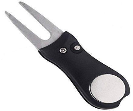 LL-Golf ® Pitchgabel klappbar mit Coin zur Ballmarkierung/Ausbesserung's Tool für Divots auf dem Green/Pitch Gabel/Divot Tool