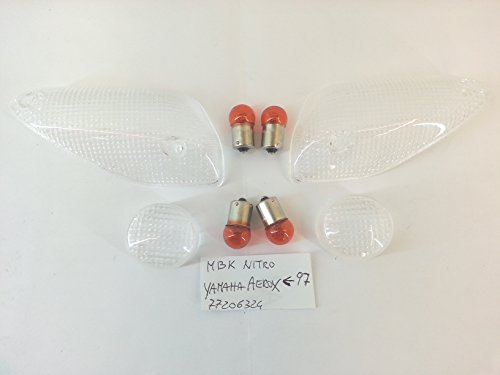 RMS KIT 4 GEMME FRECCE TRASPARENTI compatibile con MBK NITRO compatibile con YAMAHA AEROX < 97-4 LAMPADINE OMAGGIO