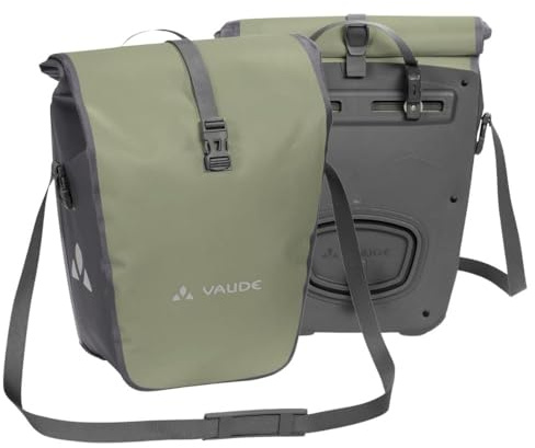 VAUDE Cykelväskor för bagagehållare Aqua Back 2 x 24 l i beige 2 x bakhjulsväskor vattentät, cykel bagagehållare väska bak, enkel fastsättning – Made in Germany