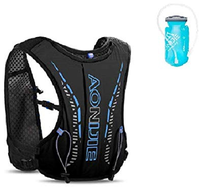 AONIJIE Mochila de agua para niños, mochila de agua de 2,5 l con mochila de 750 ml, bolsa de agua para senderismo, bicicleta, mochila de escalada (negro+burbuja de agua)