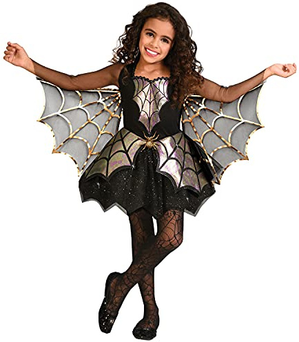 amscan 9911785 barn skimrande guld spindelflicka maskeraddräkt halloweendräkt (ålder 3-4 år)
