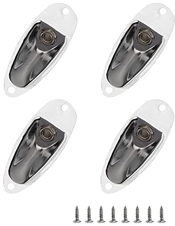 4Pcs Yootones 1/4 Inch Mono Guitar Input Jack Socket Plate Output Loaded Boat Style with Screws Compatible with Fender Stratocaster Strat ST Electric Guitar Parts (Silver)