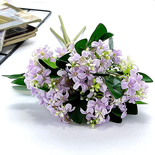 Hummcqit 5 Bundles Fleurs De Tissu Artificiels Faux Fleurs Lilas Arrangements Floraux Fleurs Tissu Tables De Mariée Décoration De La Maison
