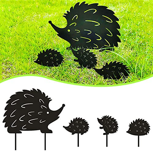DIYBravo 4 Stück Tier Metall Silhouette Deko Gartenfigur Gartenstatuen, Handarbeit Art-Lebensechte Hof Kunst Pfahl, Stecker für Garten Rasen Hinterhof Außenbereich und Innenbereich