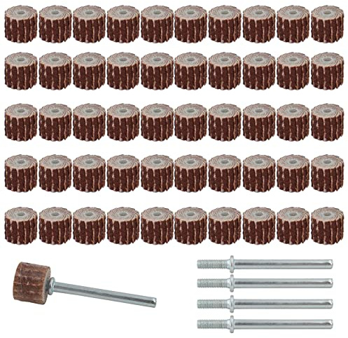 50 Stück 10 mm Fächerschleifscheibenkopf und 3 mm Dorn für Rotationswerkzeuge Körnung 80/120/240/400/600
