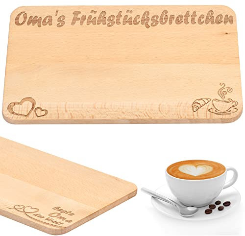 LOOPES Tabla de desayuno con grabado a juego, tabla de madera de alta calidad, idea de regalo para abuela, Navidad, cumpleaños o Día de la Madre