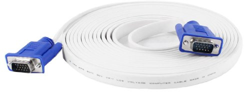 Ruilogod PC PC DE PC 15PIN AZUL VGA VACERO A MAYO M/M Cable plano 5 M Longitud blancopuro