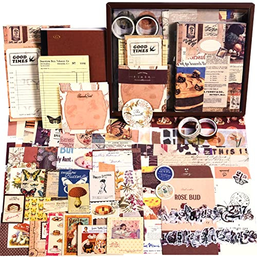 Scrapbook Zubehör Kit, 351 Stück Bullet Journaling Zubehör und Junk Journal | mit Journaling Zubehör, Vintage Scrapbook Papier Scrapbook Stickers, Scrapbook Set DIY Schulsachen Aesthetic für Frauen