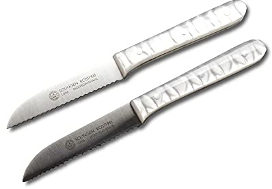 Marsvogel - Kleines klassisches Küchenmesser-Set - 1x Säge- & 1x Gemüsemesser - Perlmuttgriffe - rostfrei