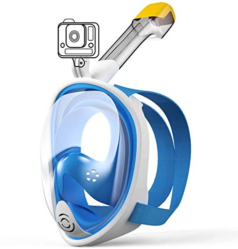 Maschera Snorkeling Subacquea Immersione con Portata Fotografica Sportiva 180 ° Vista Panoramica Sistema Respiratore Antigelo Maschera Sub per Adulti e Bambini S/M