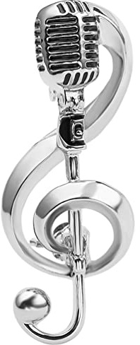 VICASKY Elegante broche de notas musicales para solapa, micrófono, instrumento musical, suéter, pin de solapa, sombreros de mujer, joyería de moda para amigos, mujeres, compañeros de trabajo, aleación