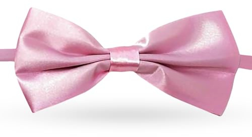FATASH Kids Bow Tie for Boys, Silk Satin Pre-Tied Bowtie, Adjustable Neck Bow Tie, Classic Solid Color Bowtie Suitable For Birthday Party, Wedding - Baby Pink
