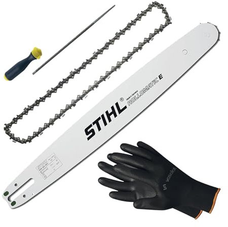 Kettensäge Zubehör - Sägekette 37cm Rapid Micro Ersatzkette + Schwert 37cm + Feilenheft mit Feile 4,8mm