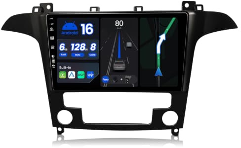 BXLIYER Android 15 - [6G+128G] - IPS Autoradio Per Ford S-Max (2007-2015) - Senza fili Carplay + Android Auto - LED Camera & MIC - DSP DAB Volante WiFi 360-CAM Fast-Boot Bluetooth - 9 Pollice 2 Din