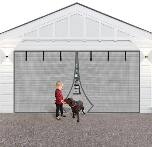 Sichtschutz für Garagentor, Verdunkelung für 1 Auto-Garage, 3,6 x 2,4 m, Privatsphäre, silbergrau, strapazierfähig, magnetisch, Garagenschutz, freihändig, magnetische Sichtschutztür