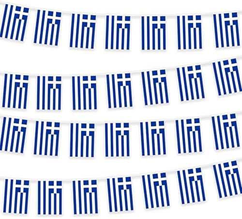 10M Griechische Wimpelkette Griechenland String Flaggen 30 Stück Girlande